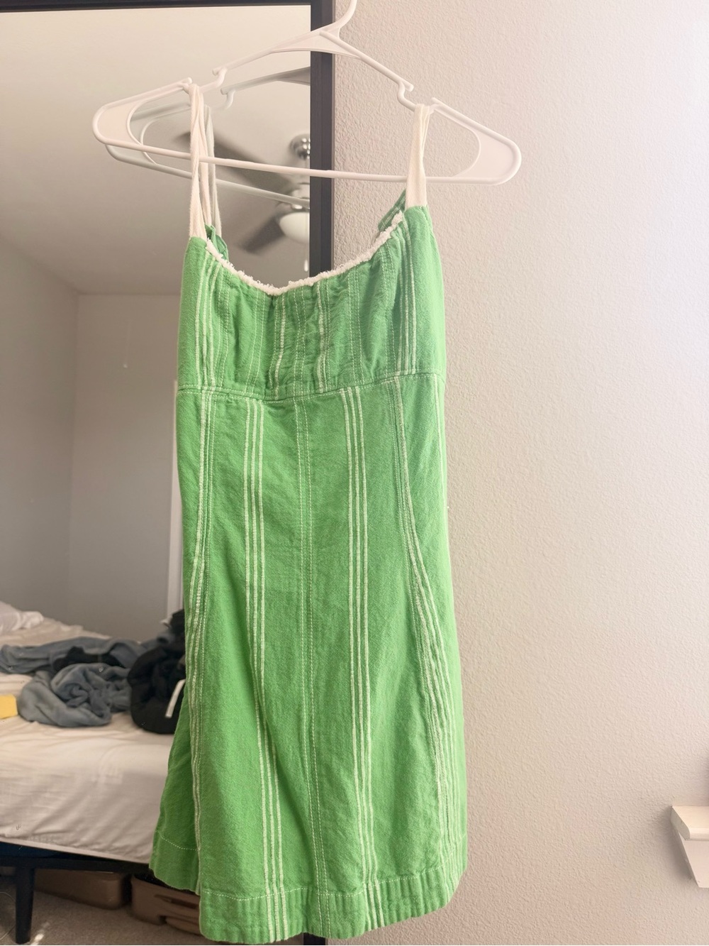 Free People Green Striped Mini Sundress
